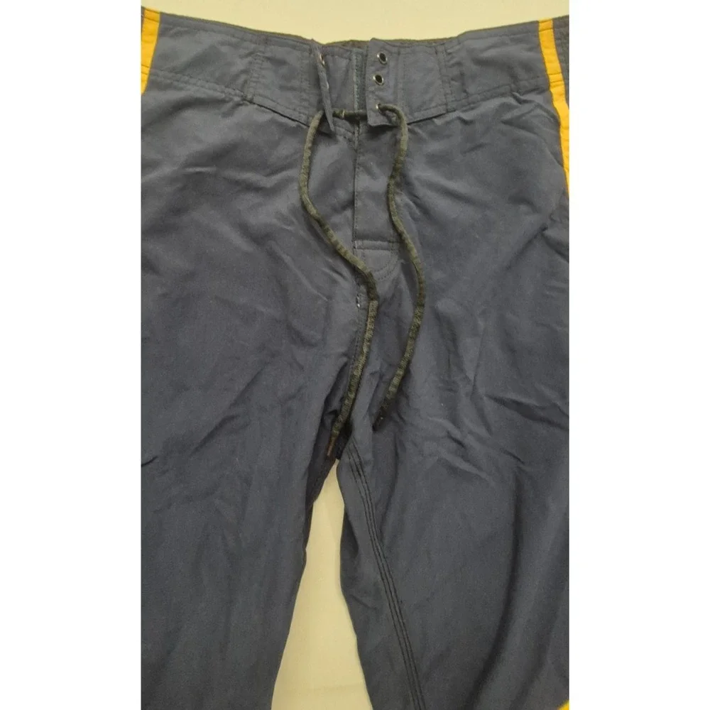 NWT Burnside men's‎ navy blue/black/yellow board shorts sz. 32 drawstring